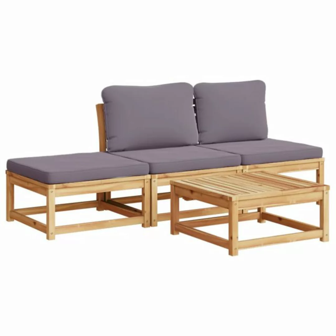 vidaXL Loungesofa 4-tlg. Garten-Lounge-Set mit Kissen Massivholz Akazie, 1 günstig online kaufen