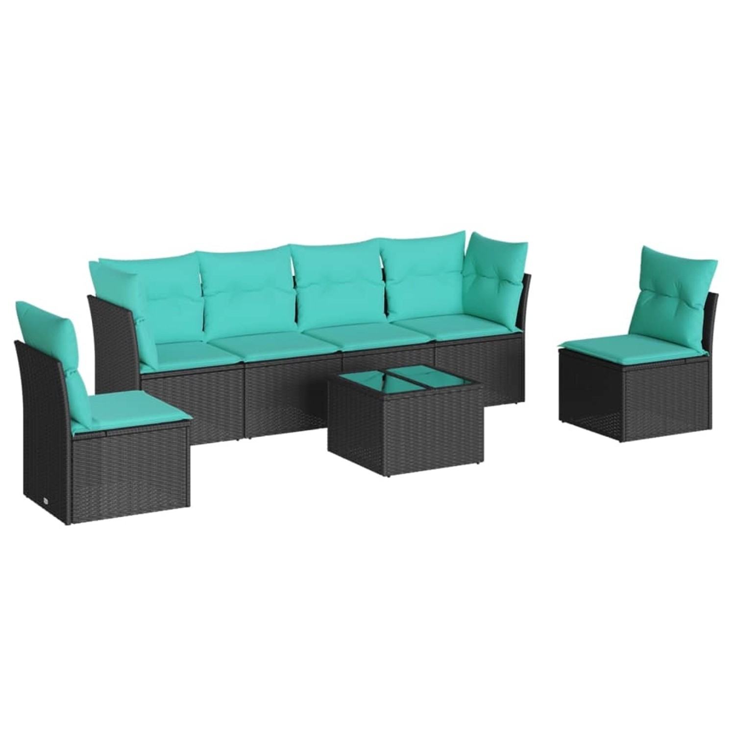 vidaXL 7-Tlg Garten-Sofagarnitur mit Kissen Schwarz Poly Rattan 3217377 günstig online kaufen