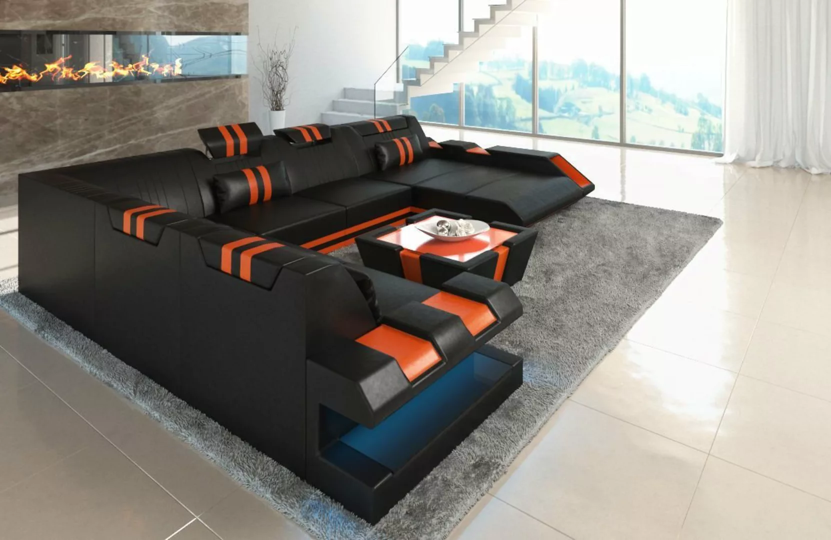 Sofa Dreams Wohnlandschaft Leder Ledercouch Sofa Apollonia XXL U Form Leder günstig online kaufen