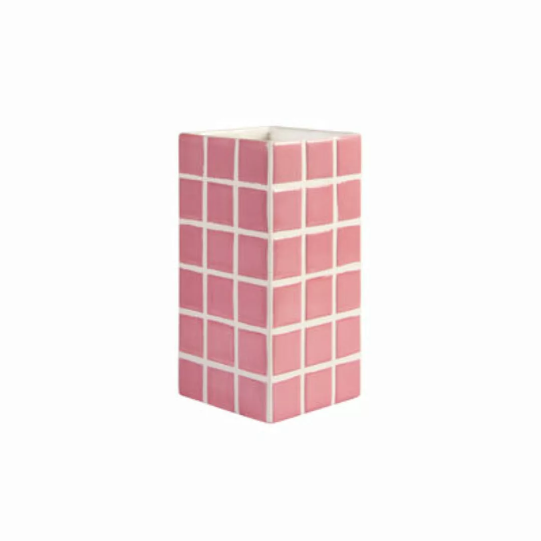 Vase Tile Small keramik rosa / 10.5 x 10.5 x 21 cm - & klevering - Rosa günstig online kaufen