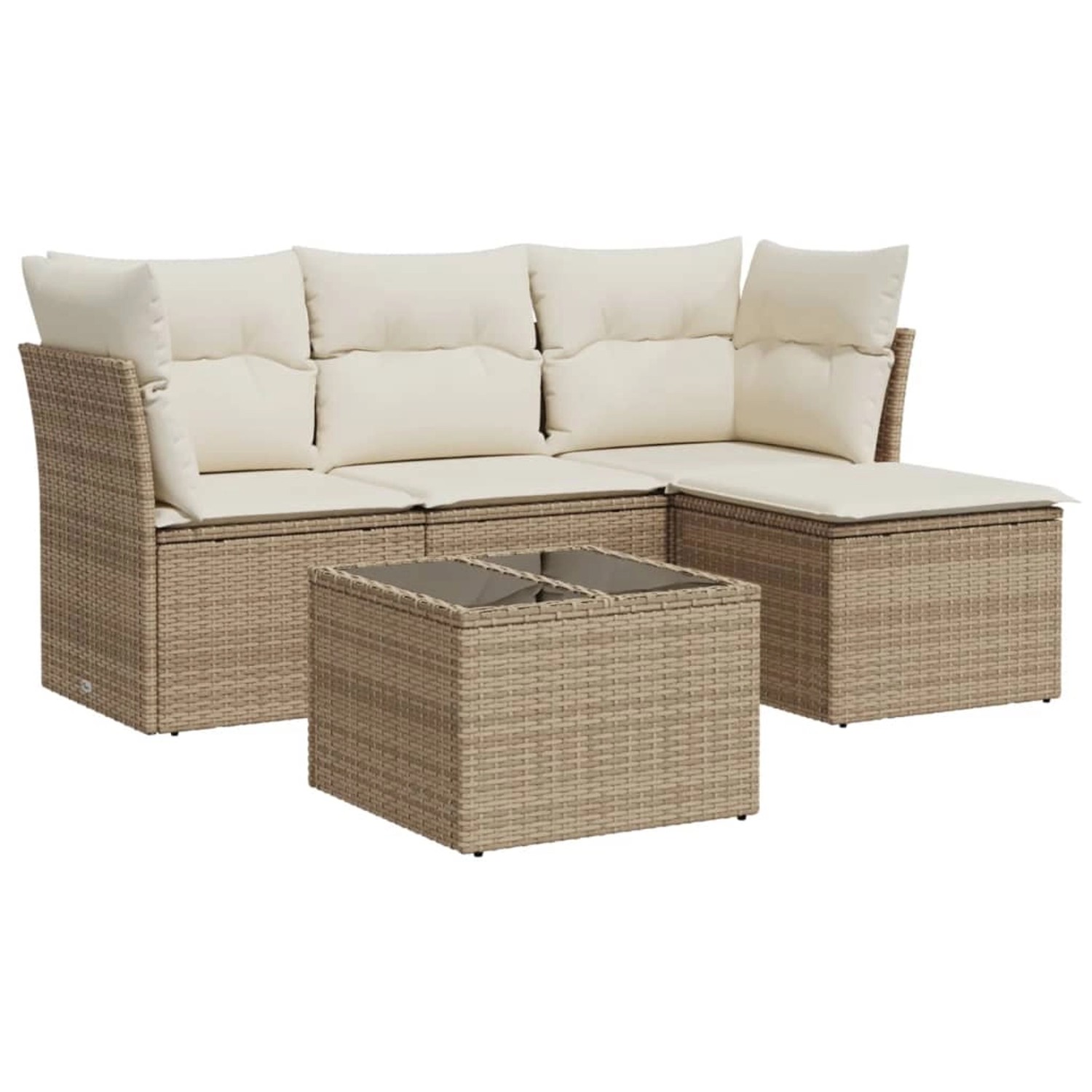 vidaXL 5-tlg Garten-Sofagarnitur mit Kissen Beige Poly Rattan Modell 65 günstig online kaufen