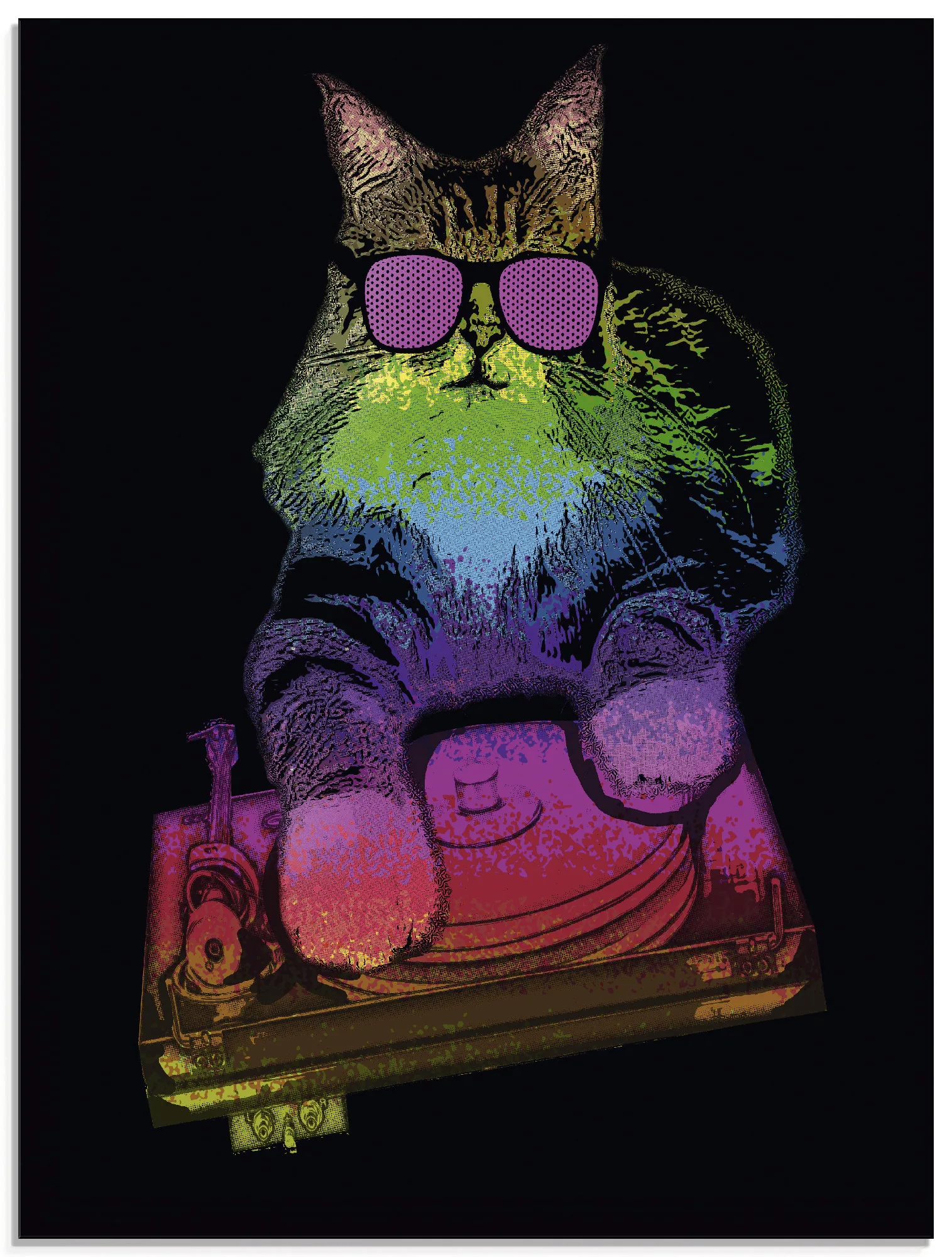 Artland Glasbild »Witzige DJ Katze Party Musik«, Humor, (1 St.), in verschi günstig online kaufen