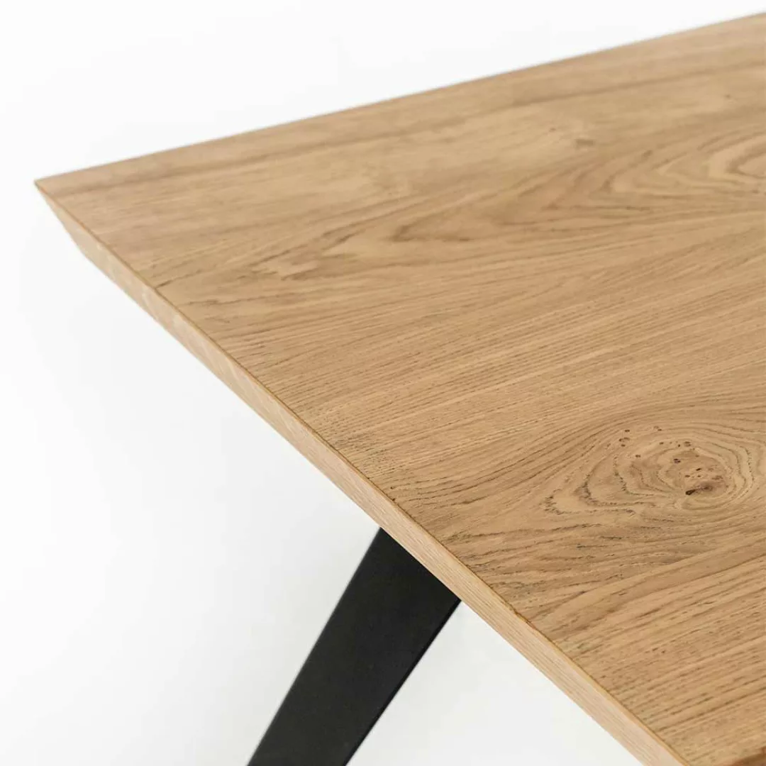 Tisch Esszimmer in Eiche Furnier Vierfußgestell aus Metall günstig online kaufen