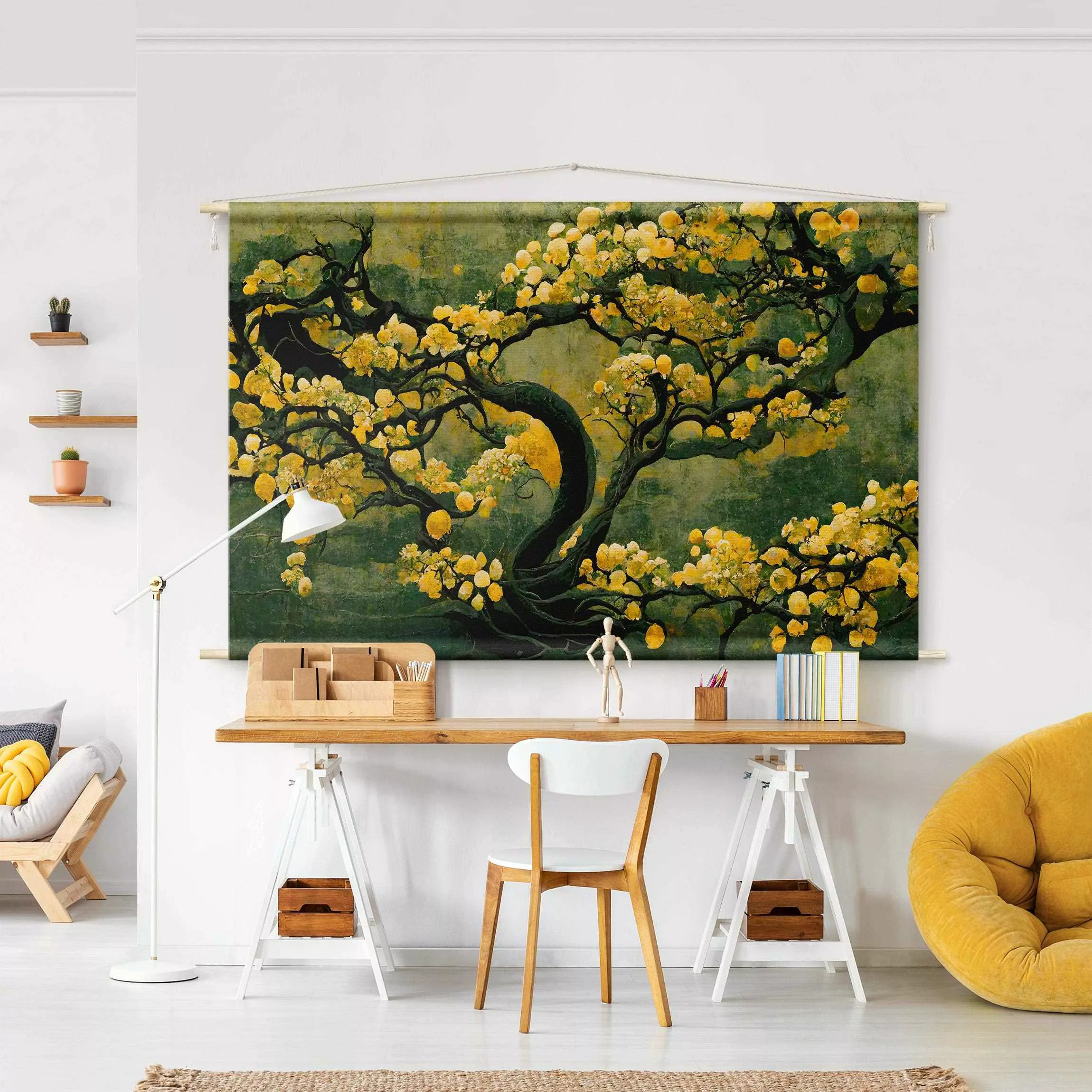 Wandteppich Gelber Baum günstig online kaufen