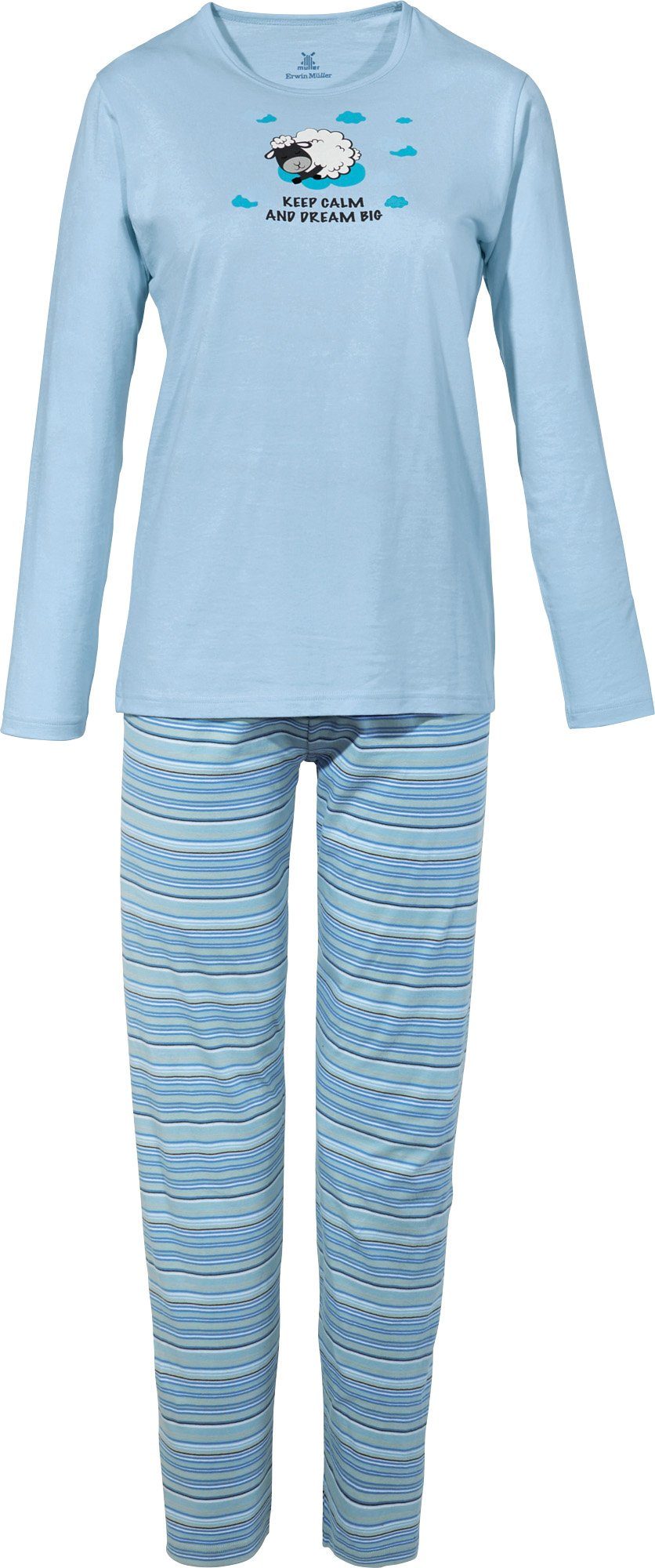 Erwin Müller Pyjama Damen-Schlafanzug Single-Jersey Streifen günstig online kaufen