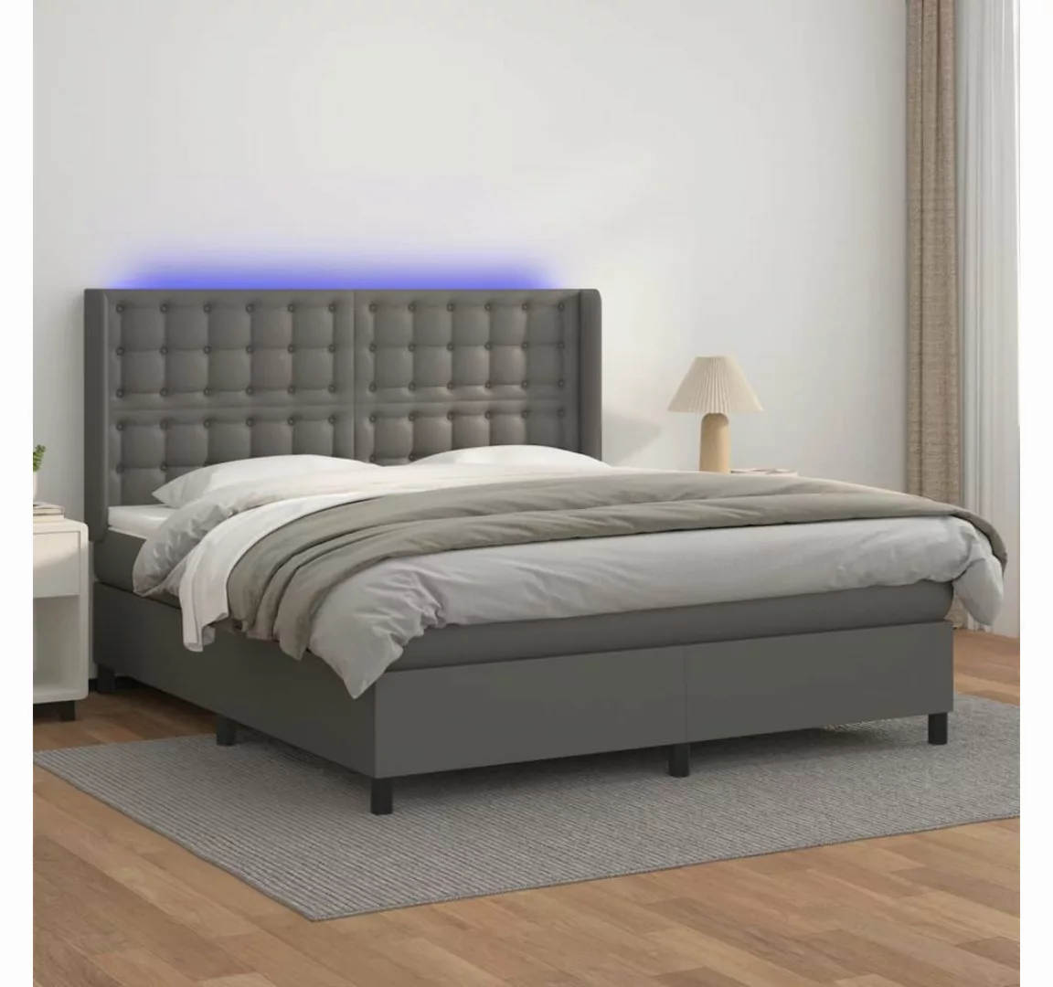 vidaXL Boxspringbett Boxspringbett mit Matratze und LED Kunstleder (180 x 2 günstig online kaufen