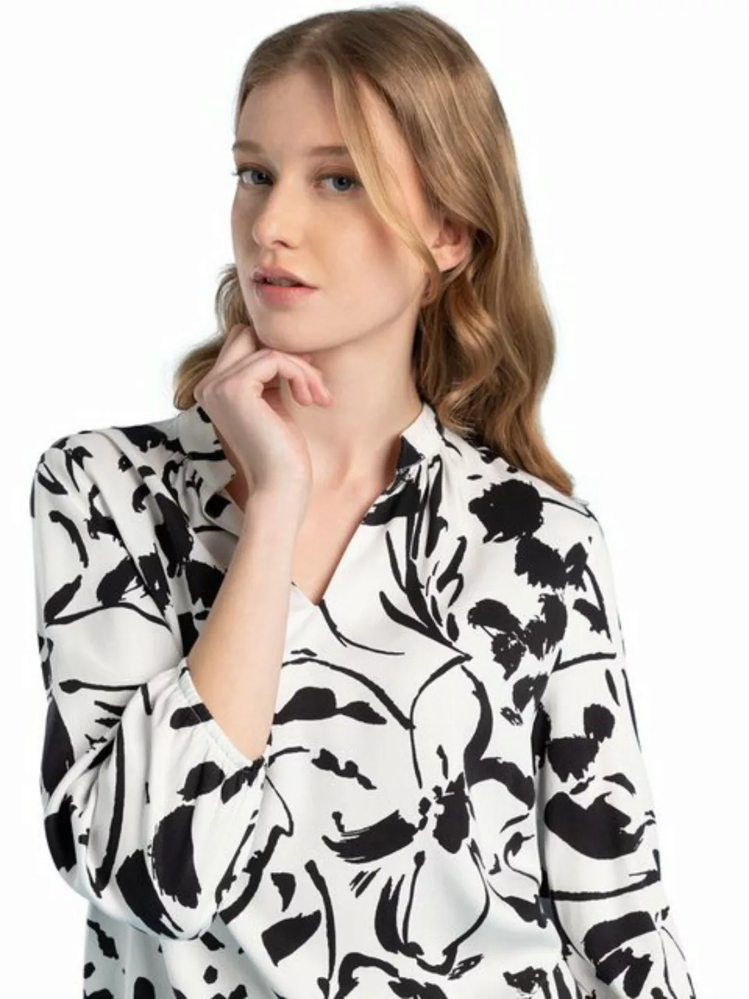 Printbluse, schwarz/ecru, Frühjahrs-Kollektion günstig online kaufen