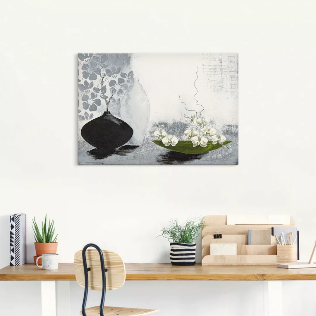 Artland Wandbild "Modernes bauchiges Gefäß mit Orchideen", Vasen & Töpfe, ( günstig online kaufen