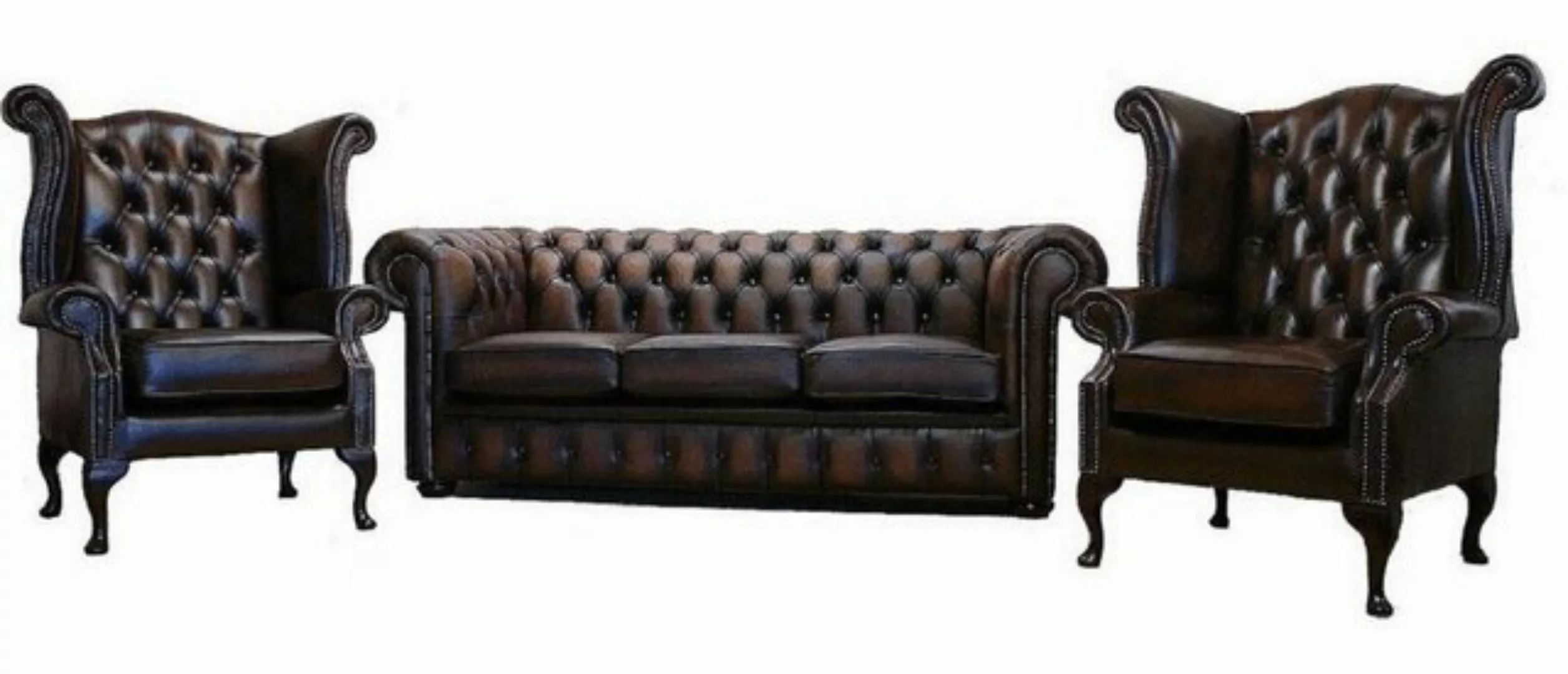 JVmoebel Sofa Chesterfield Sofagarnitur Leder Chesterfield Set 100% Leder S günstig online kaufen