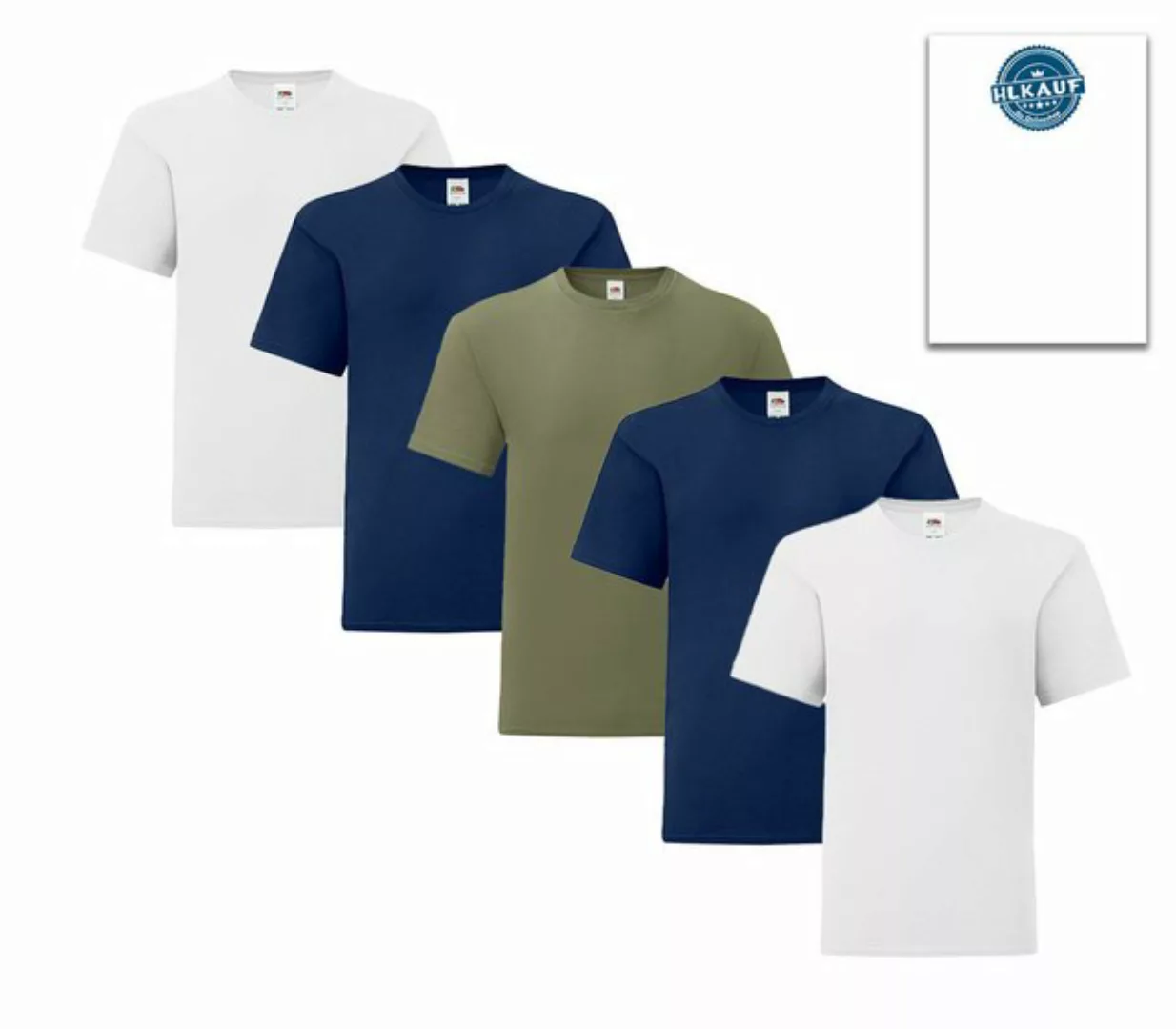 Fruit of the Loom T-Shirt 5er Sets Iconic Herren M L XL 2XL Ringspun Baumwo günstig online kaufen