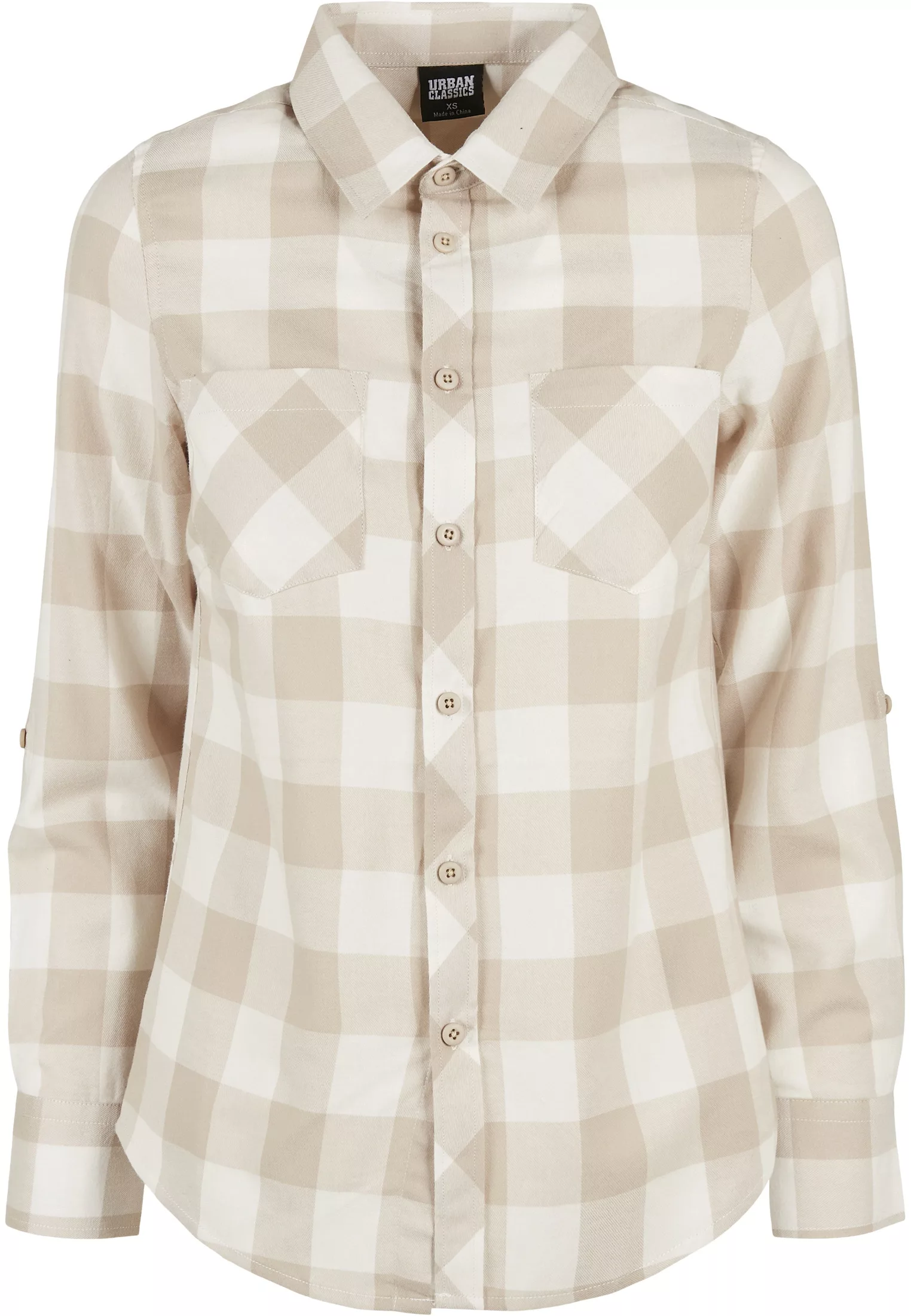 URBAN CLASSICS Langarmhemd "Damen Ladies Turnup Checked Flanell Shirt", (1 günstig online kaufen