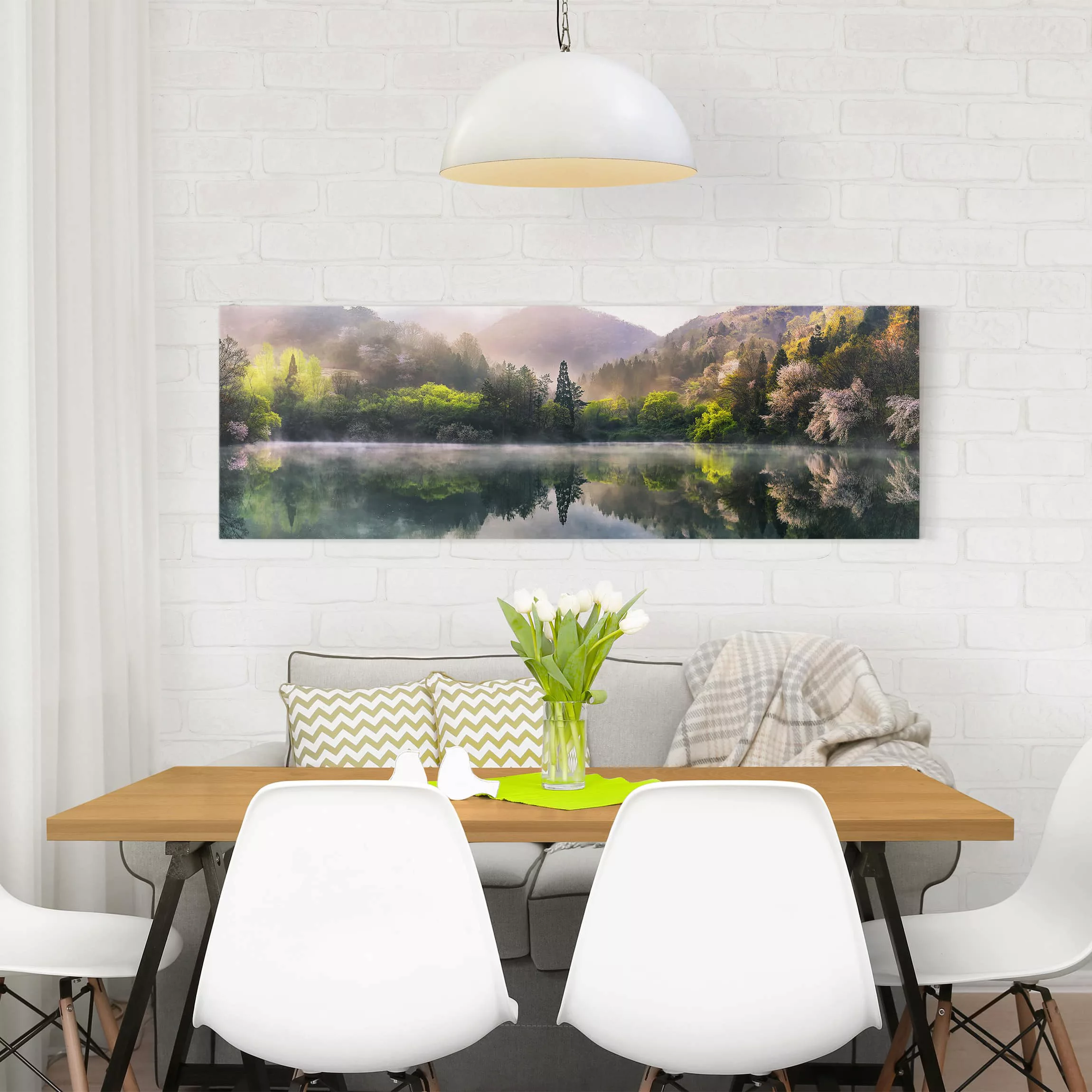 Leinwandbild Wald - Panorama Morgenruhe günstig online kaufen