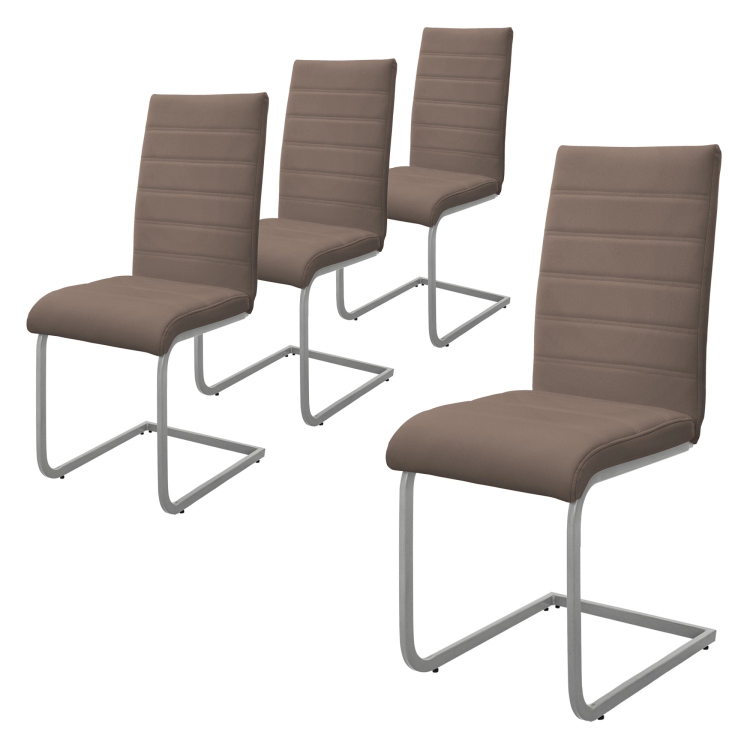 ML-Design Esszimmerstühle 4Er Set Braun Freischwinger Stuhl aus Kunstleder günstig online kaufen