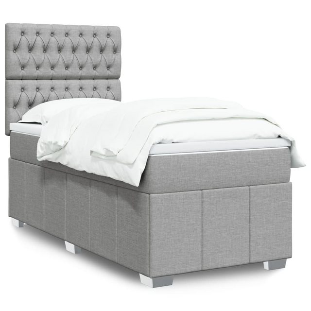 vidaXL Boxspringbett, Boxspringbett mit Matratze Hellgrau 100x200 cm Stoff günstig online kaufen