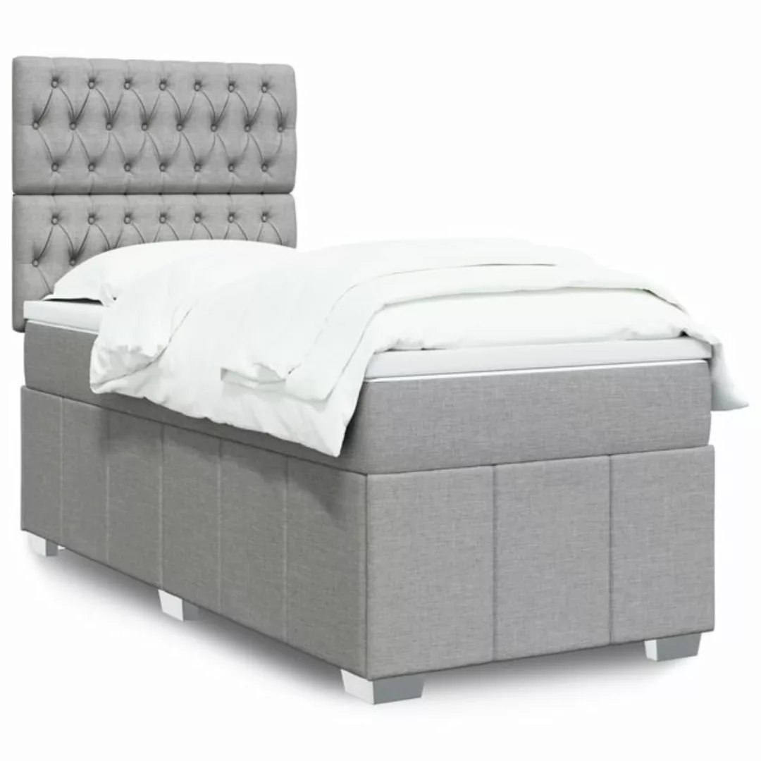 vidaXL Boxspringbett, Boxspringbett mit Matratze Hellgrau 100x200 cm Stoff günstig online kaufen