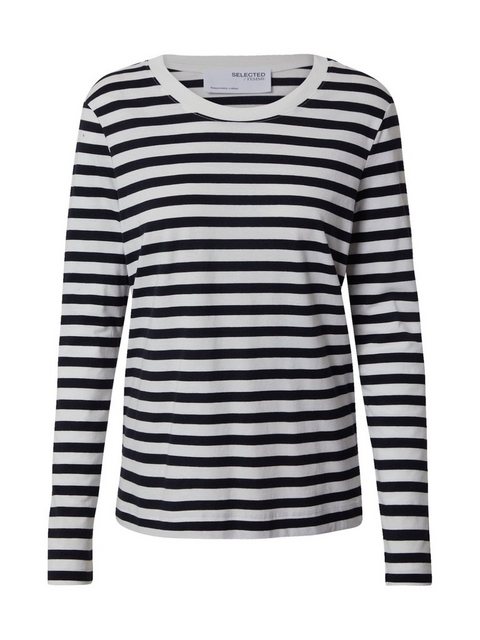 Selected Standard Langärmliges T-shirt Mit Streifen XL Black / Stripes Snow günstig online kaufen