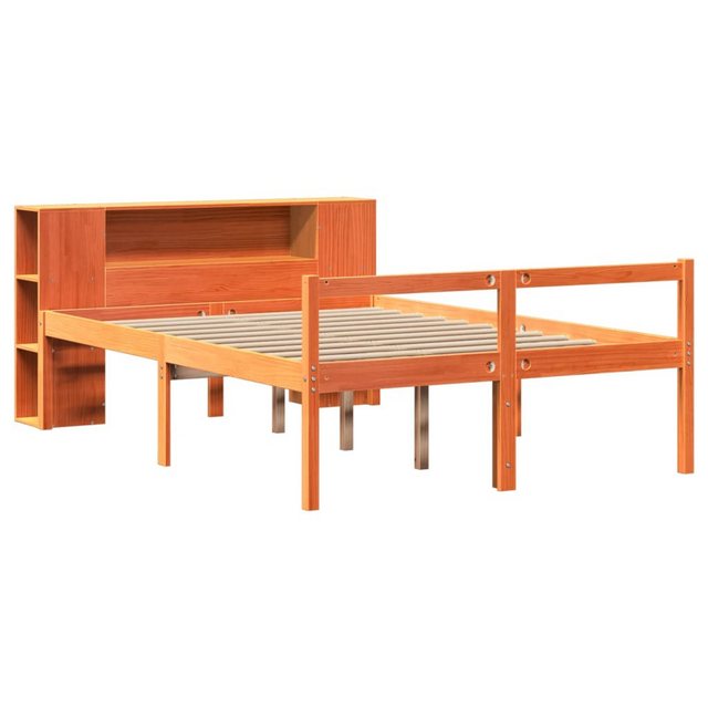 vidaXL Bett Massivholzbett mit Regal ohne Matratze Wachsbraun 120x190 cm günstig online kaufen