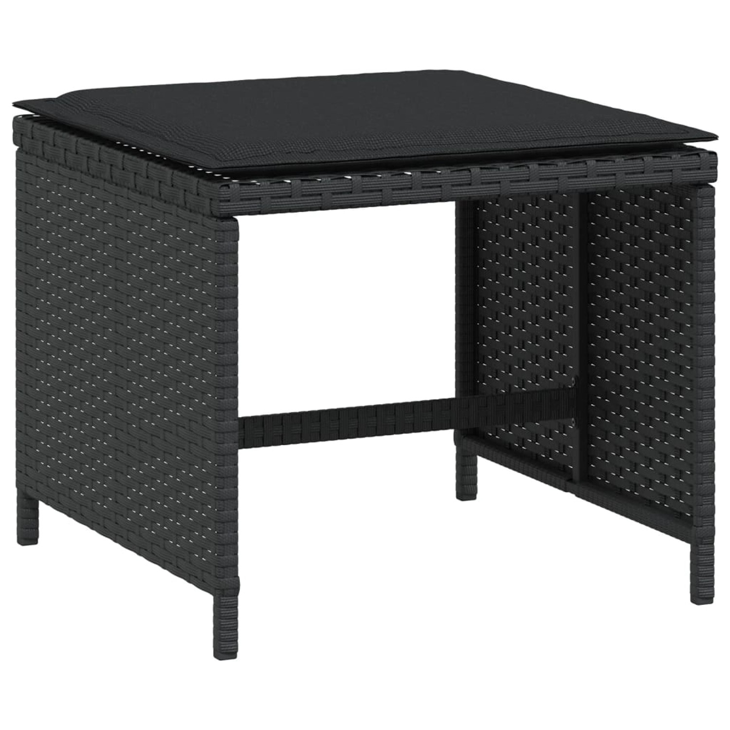 vidaXL Gartenhocker mit Kissen 4 Stk. Schwarz 40x40x35 cm Poly Rattan günstig online kaufen