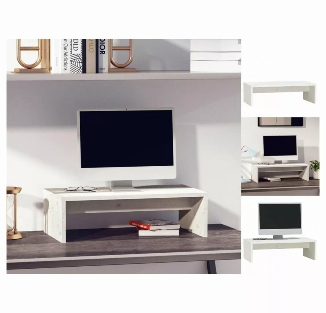 vidaXL TV-Schrank Monitorständer Weiß 50x27x15 cm Massivholz Kiefer günstig online kaufen