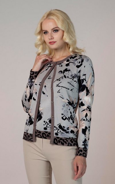 Passioni Cardigan Twinset mit Blumendruck und Leopardendetail günstig online kaufen