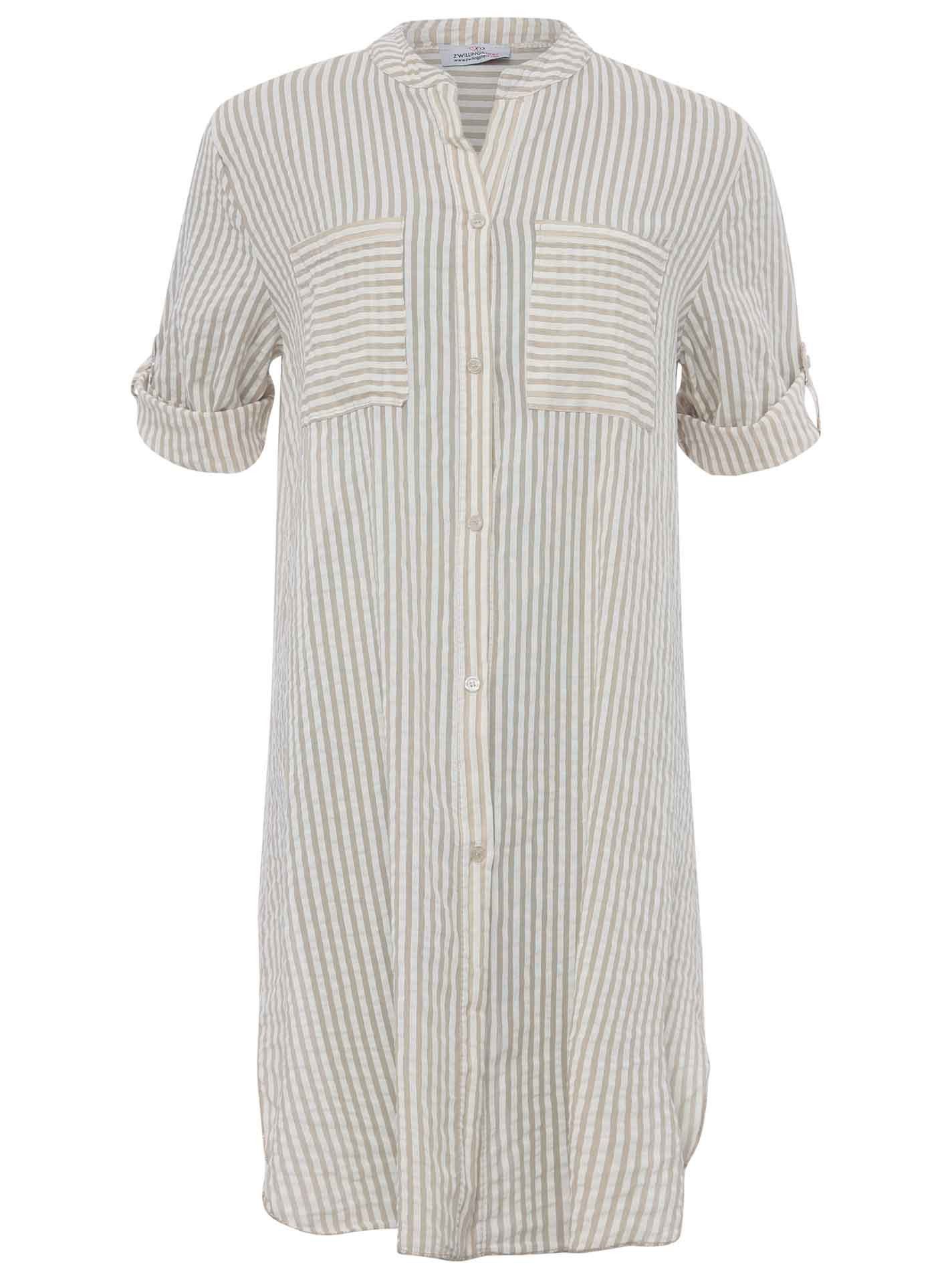 Zwillingsherz Longbluse ""Kida"", One Size, Streifen, Knopfleiste, Brusttas günstig online kaufen