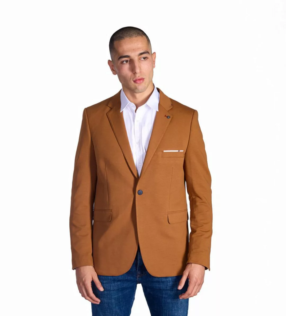 Denim Distriqt Jerseysakko Sportliches Herren Slim Fit Jersey Sakko Camel 4 günstig online kaufen