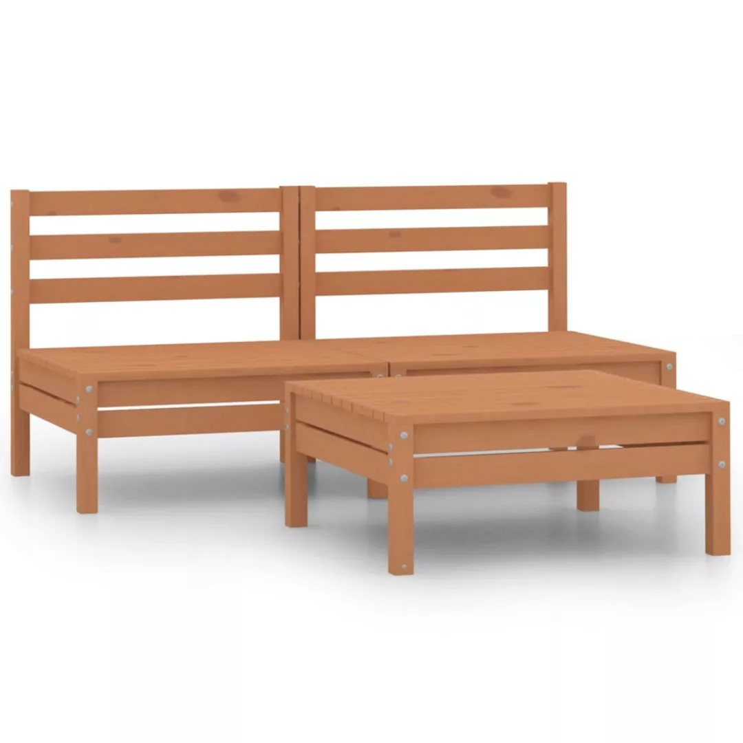 3-tlg. Garten-lounge-set Honigbraun Massivholz Kiefer günstig online kaufen