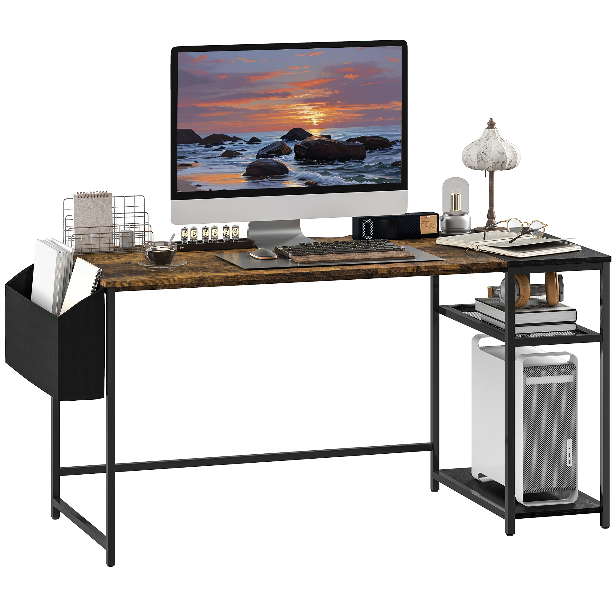 HOMCOM Computertisch, Bürotisch 150 x 60 cm, Schreibtisch mit Lagerung, Rev günstig online kaufen