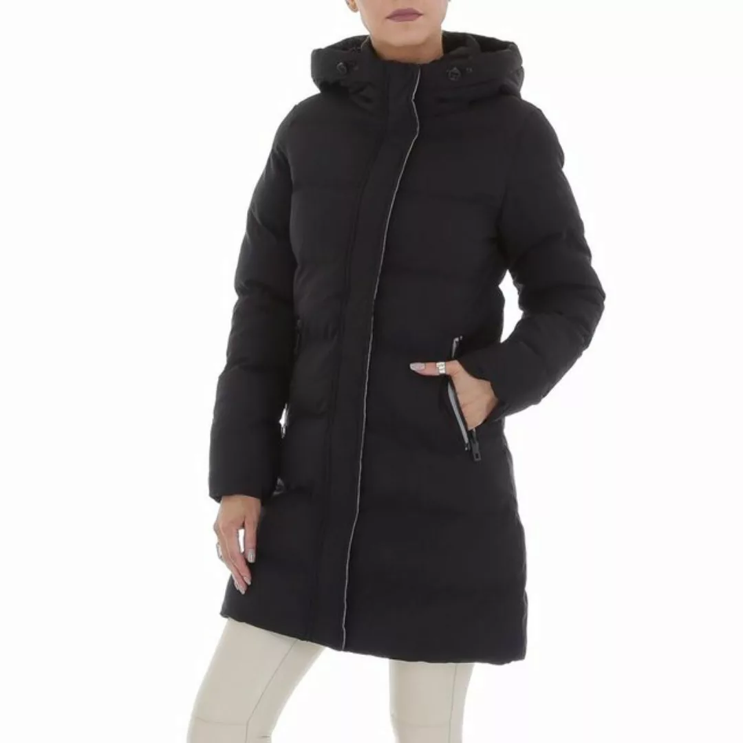 Ital-Design Wintermantel Damen Freizeit Kapuze Gefüttert Mantel in Schwarz günstig online kaufen