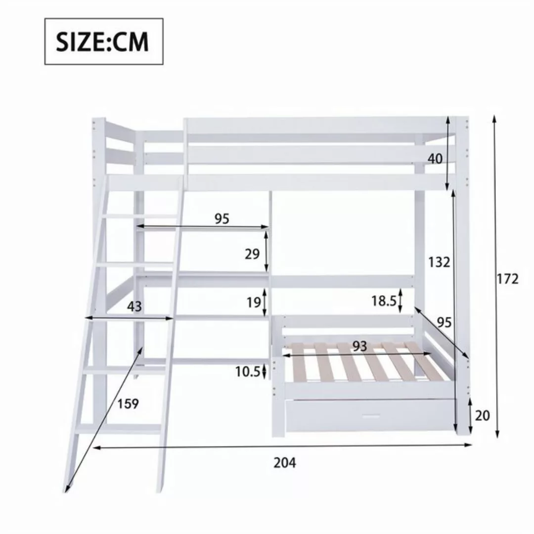 autolock Kinderbett Etagenbett mit Regalen und Sofa,Holzbett mit Schublade, günstig online kaufen