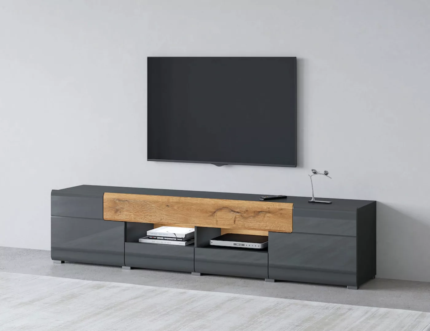 INOSIGN Lowboard "Toledo,Breite 209cm, trendige TV-Schrank mit dekorative F günstig online kaufen