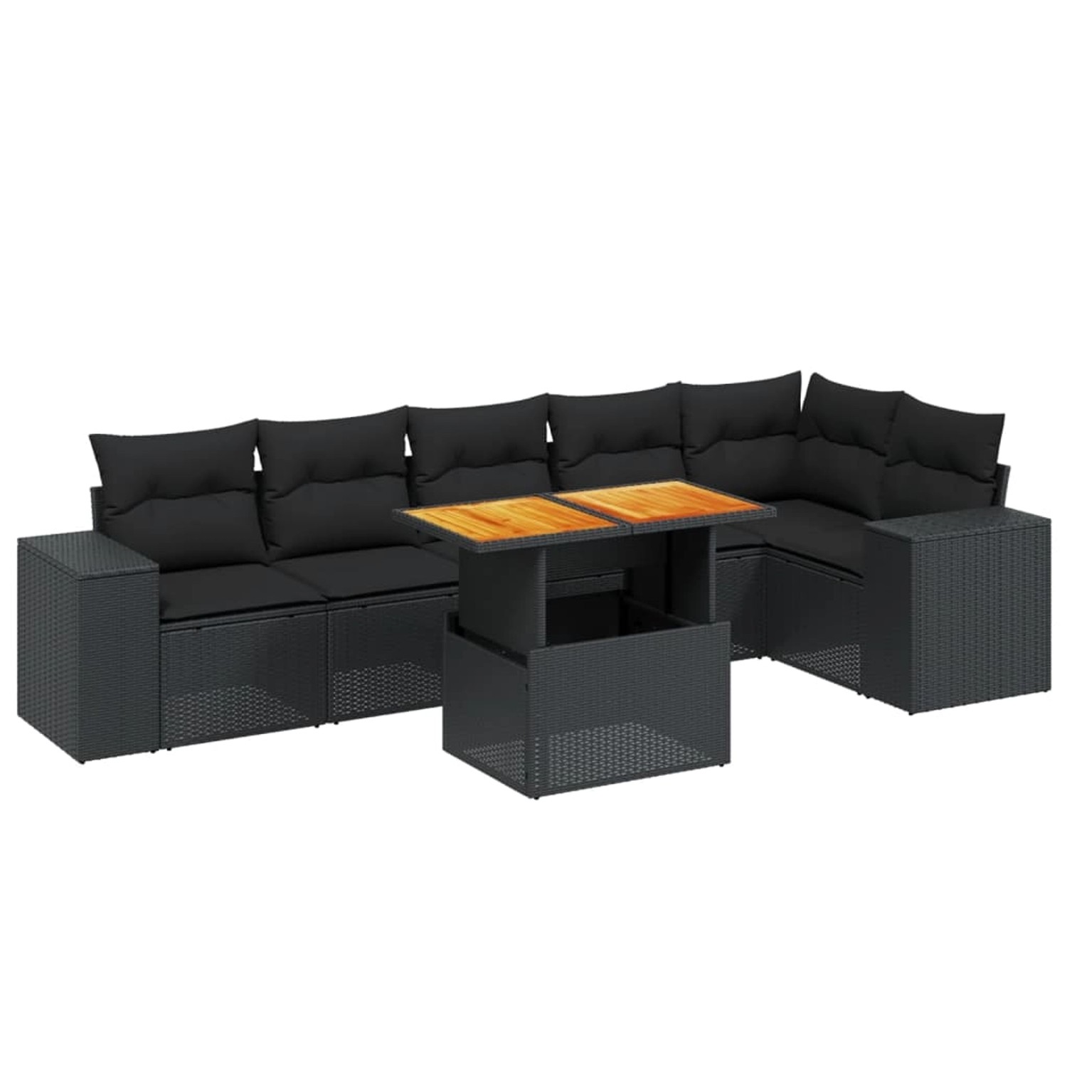 vidaXL 7-Tlg Garten-Sofagarnitur mit Kissen Schwarz Poly Rattan 3272644 günstig online kaufen