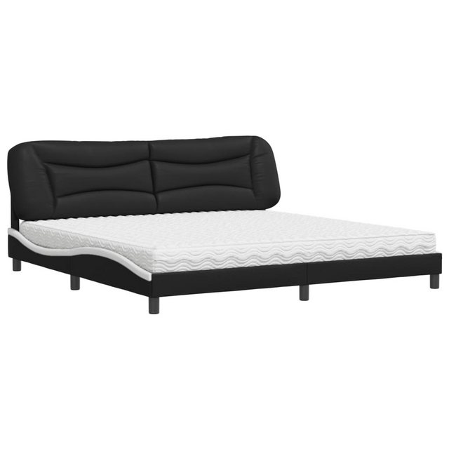 vidaXL Bett Bett mit Matratze Schwarz und Weiß 200x200 cm Kunstleder günstig online kaufen