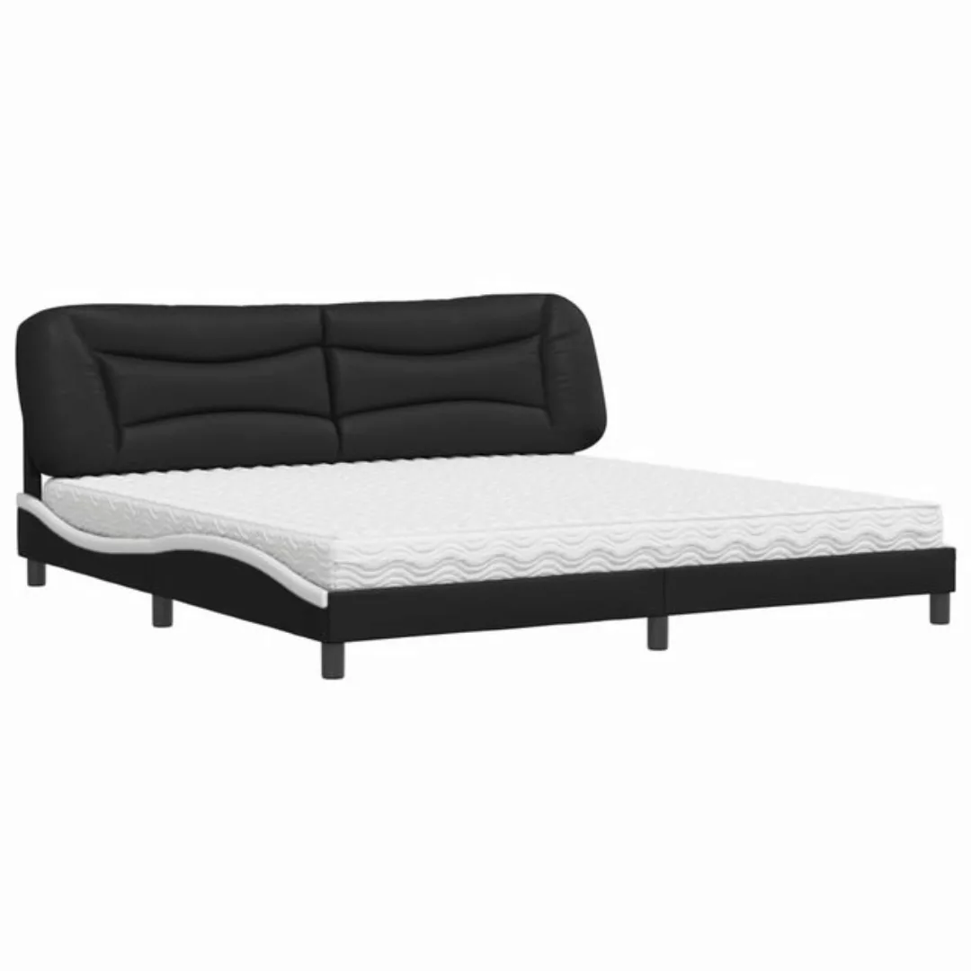 vidaXL Bett Bett mit Matratze Schwarz und Weiß 200x200 cm Kunstleder günstig online kaufen