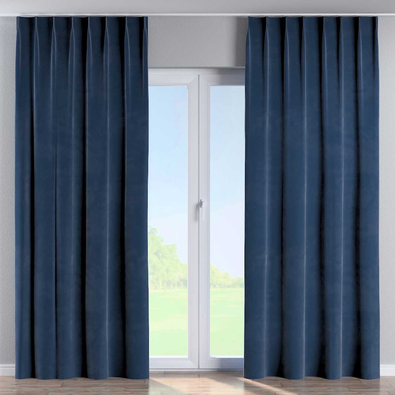 Vorhang mit flämischen 1-er Falten, dunkelblau, Velvet (704-29) günstig online kaufen