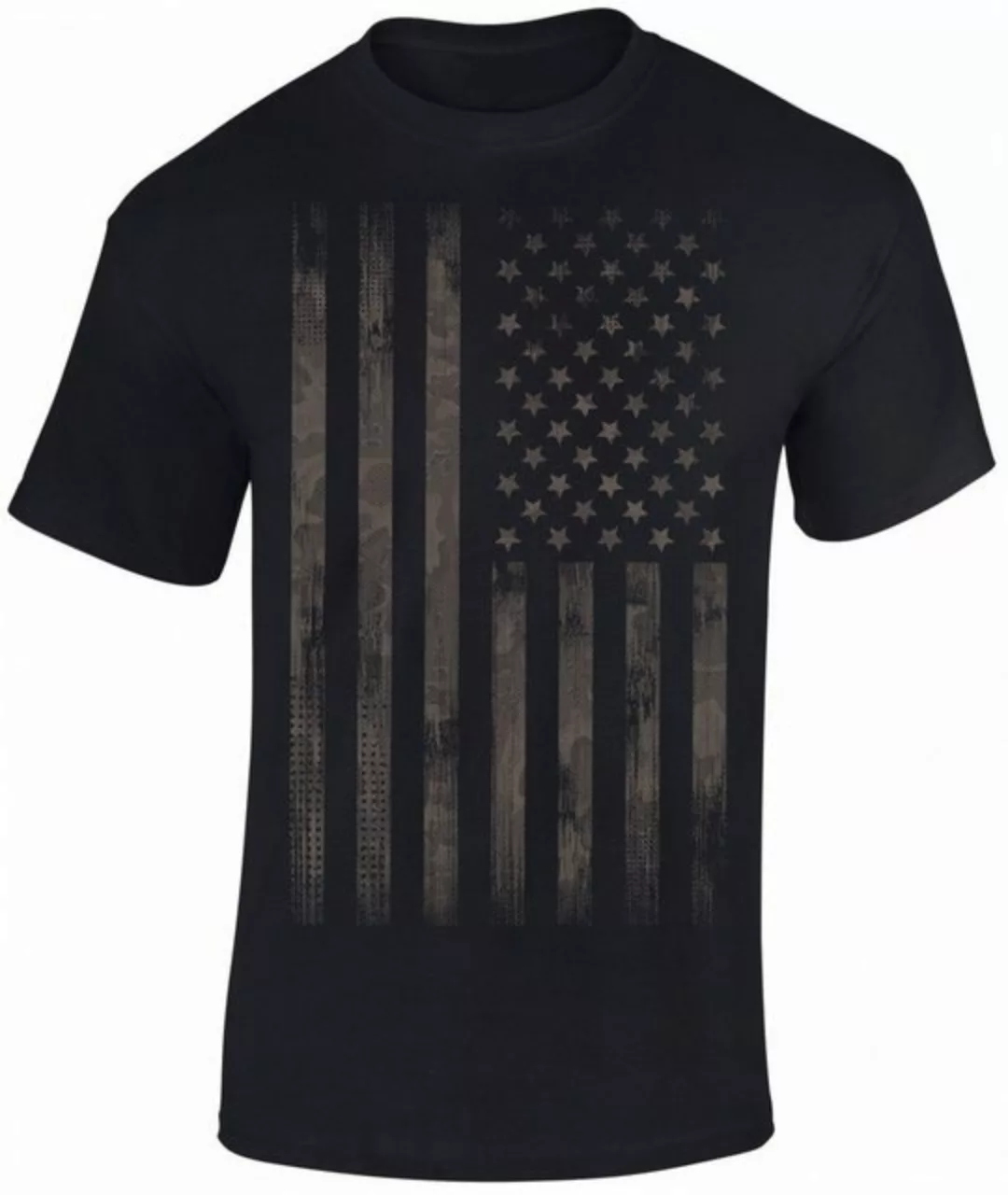 Baddery Print-Shirt T-Shirt: "Stars and Stripes" - Camo Style - USA Flagge günstig online kaufen
