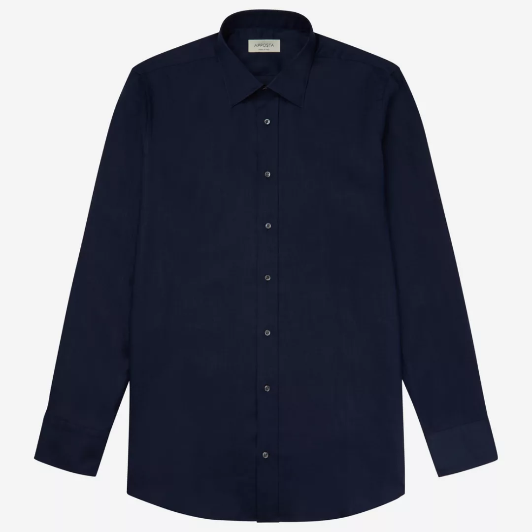 Hemd  einfarbig  marineblau leinen leinwandbindung, kragenform  niedriger s günstig online kaufen