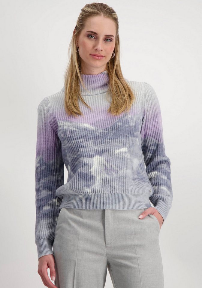 Monari Stehkragenpullover Bergmotiv, weiche Textur günstig online kaufen