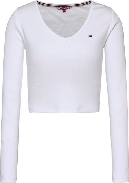 Tommy Jeans Langarmshirt TJW BBY CRP ESSENTIAL RIB V LS mit gesticktem Tomm günstig online kaufen