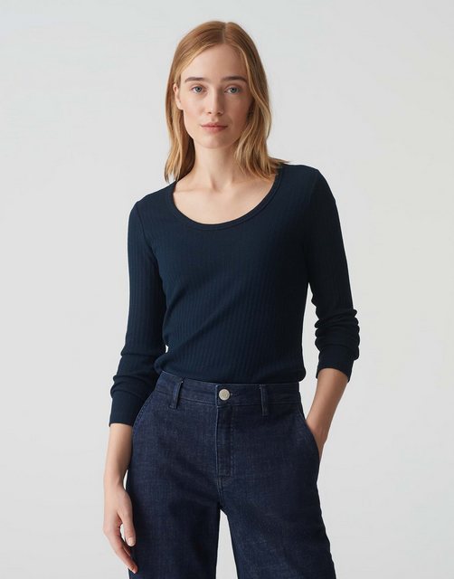 OPUS Langarmshirt Rippshirt SIDITA Slim aus Viskose Mix günstig online kaufen