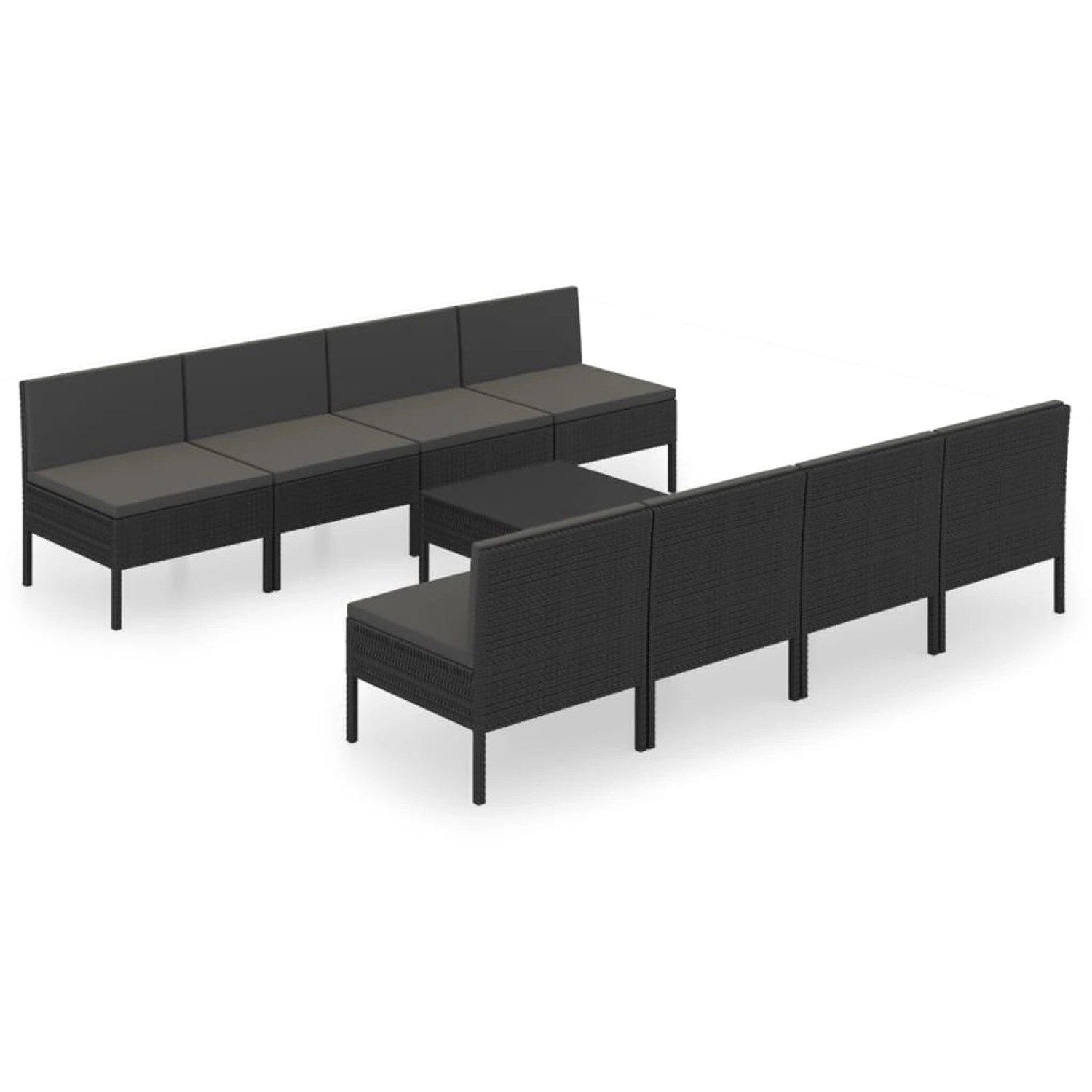 9-tlg. Garten-lounge-set Mit Auflagen Poly Rattan Schwarz günstig online kaufen