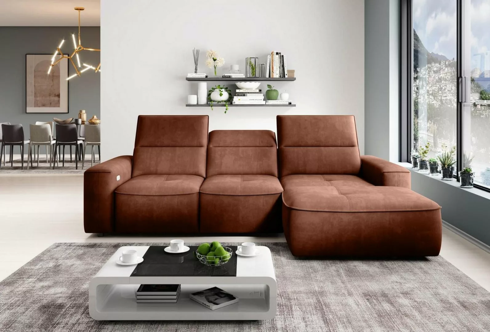 Xlmoebel Ecksofa Neue moderne Ecksofa-Wohnlandschaft in braunem Stoffdesign günstig online kaufen