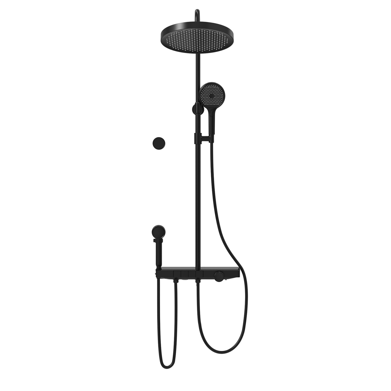 Emke Duschsystem Regendusche Mattschwarz LED Anzeige Glasablage Duschsystem günstig online kaufen