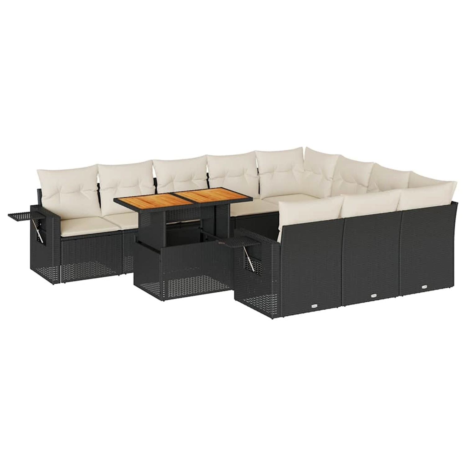 vidaXL 11-Tlg Garten-Sofagarnitur mit Kissen Schwarz Poly Rattan 3327199 günstig online kaufen