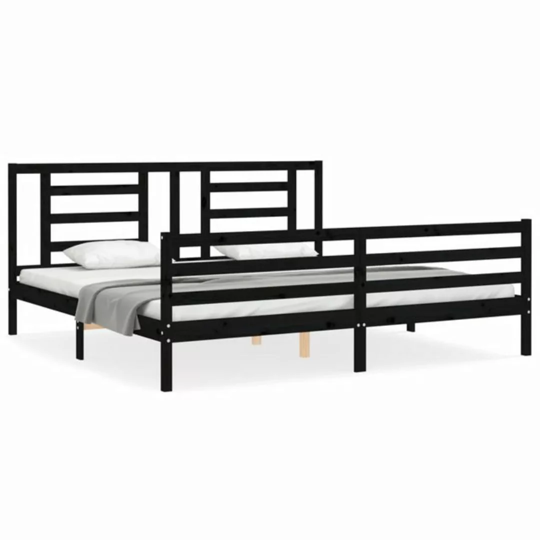 vidaXL Bett Massivholzbett mit Kopfteil Schwarz 200x200 cm günstig online kaufen