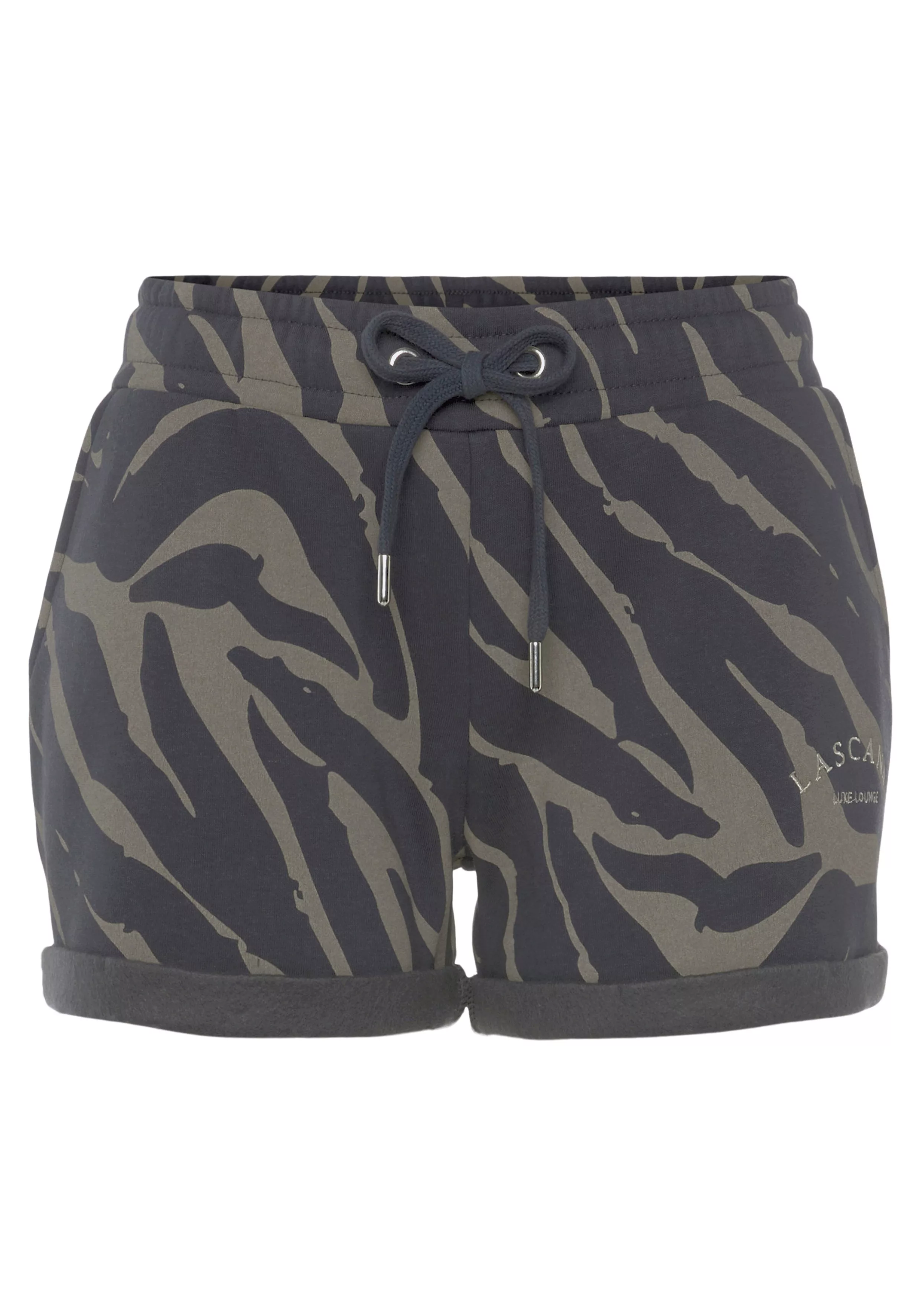 LASCANA Relaxshorts -Kurze Hose mit Zebradruck, seitlichen Taschen und Logo günstig online kaufen