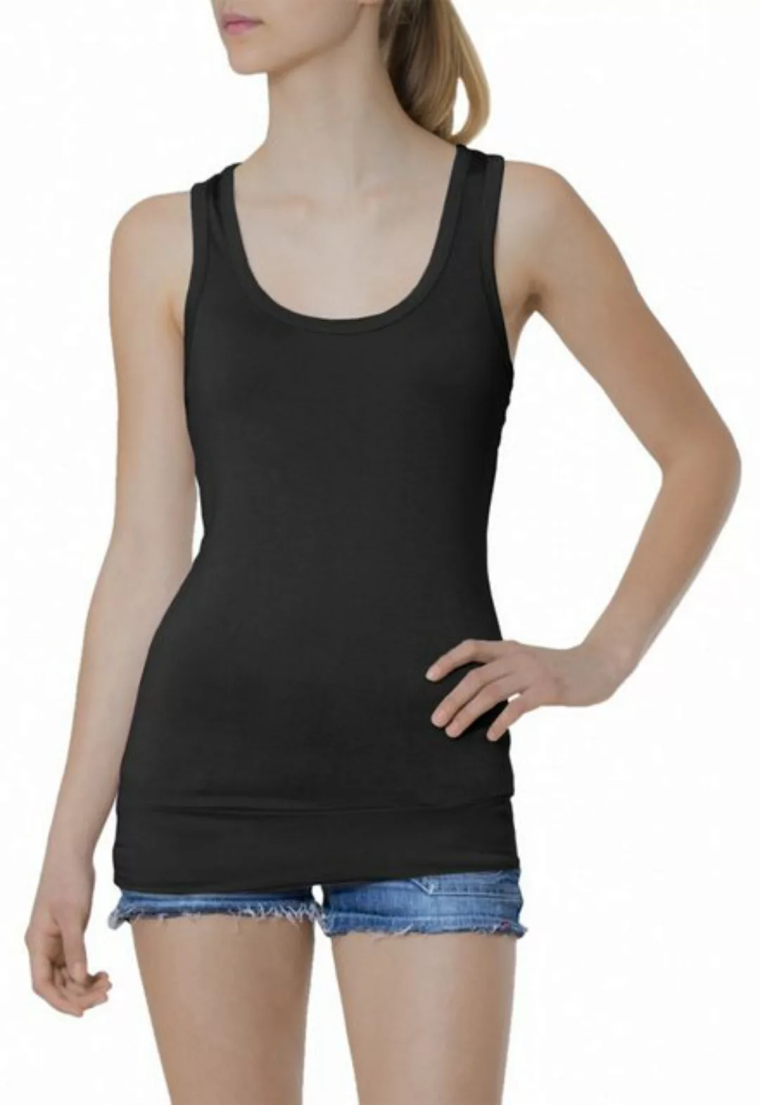 Caspar Longshirt SRT006 Damen klassisch elegantes Basic Top LongTop TankTop günstig online kaufen