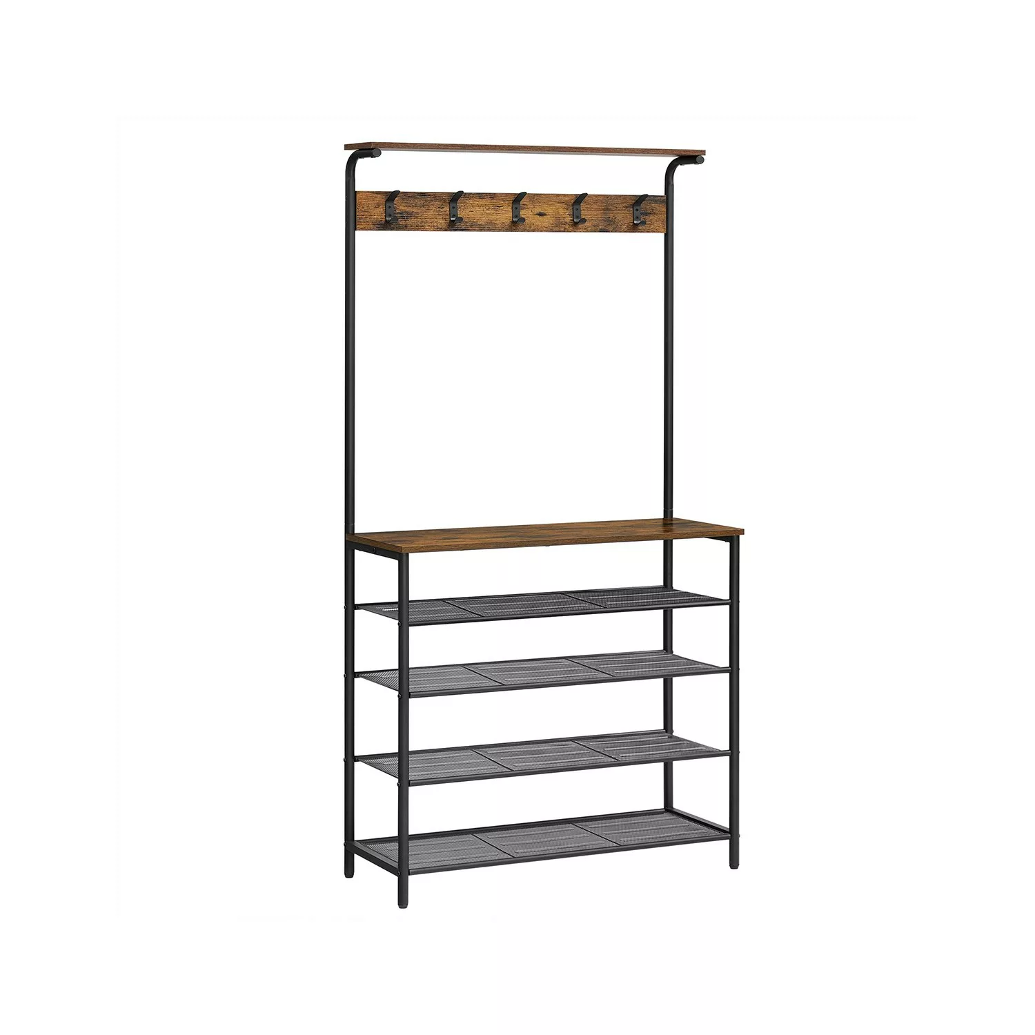 Vasagle Garderobenständer 5 Ebenen 32,2 cm x 80 cm x 182 cm Braun-Schwarz günstig online kaufen