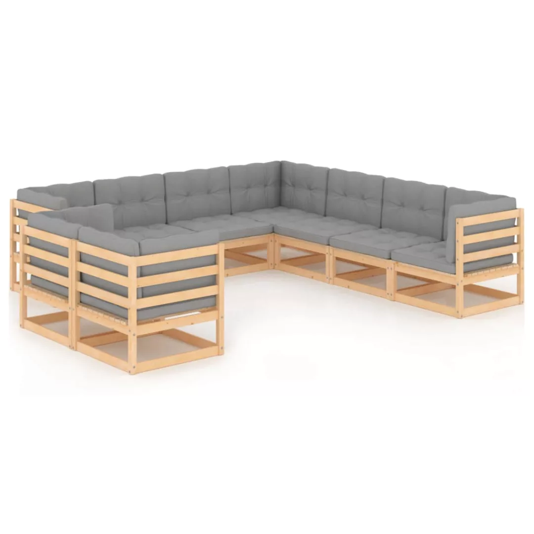 9-tlg. Garten-lounge-set Mit Kissen Kiefer Massivholz günstig online kaufen