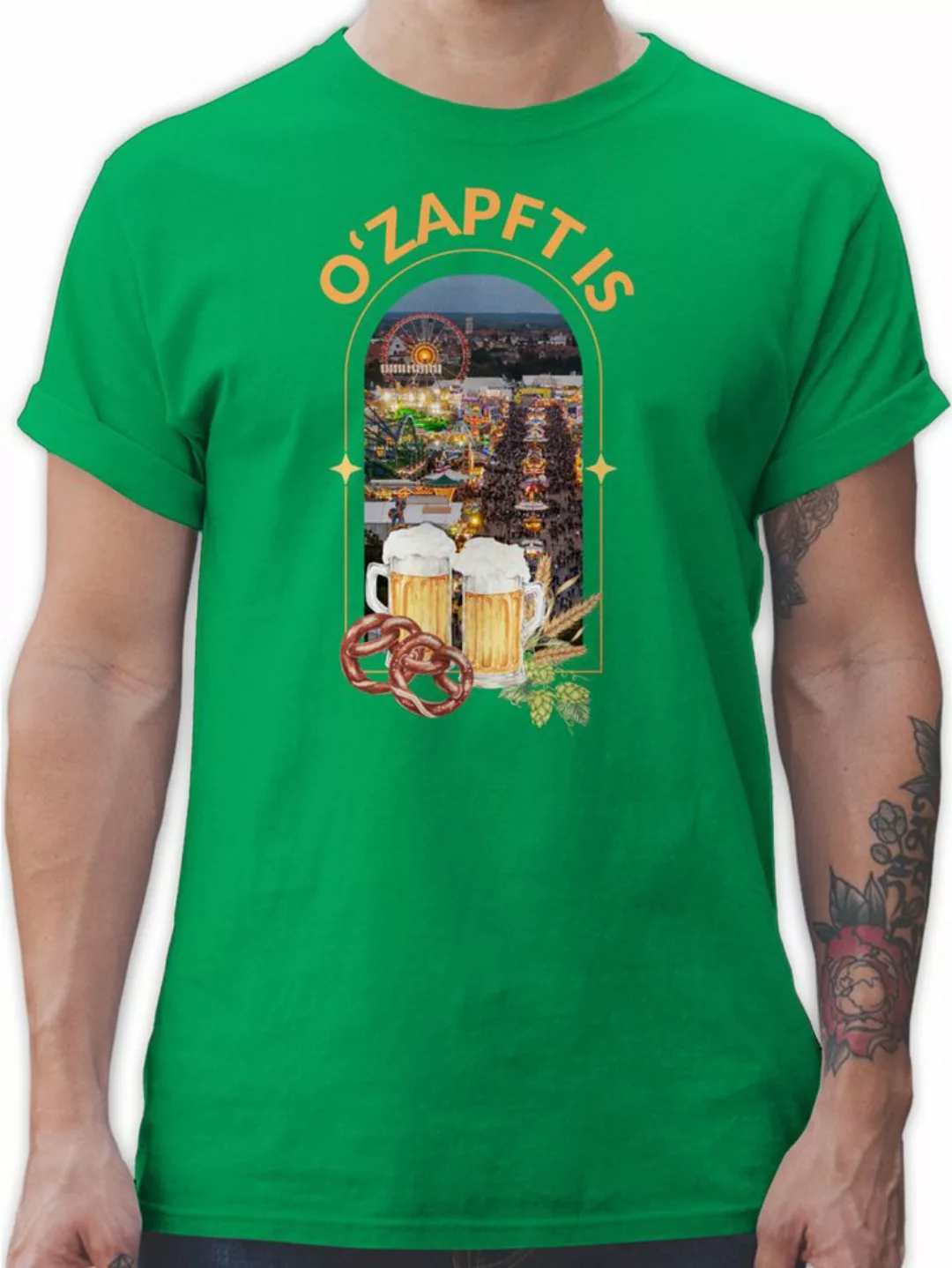 Shirtracer T-Shirt O Zapft is München, Volksfest Motiv, Bier und Brezel, Vo günstig online kaufen